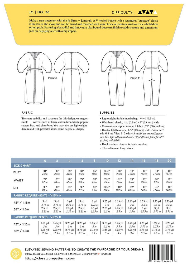 Closet Core Patterns / Jo Dress and Jumpsuit - Harmony