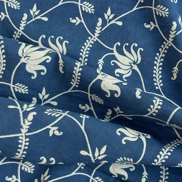 Blue Trellis Batik Block Print Cotton - Harmony