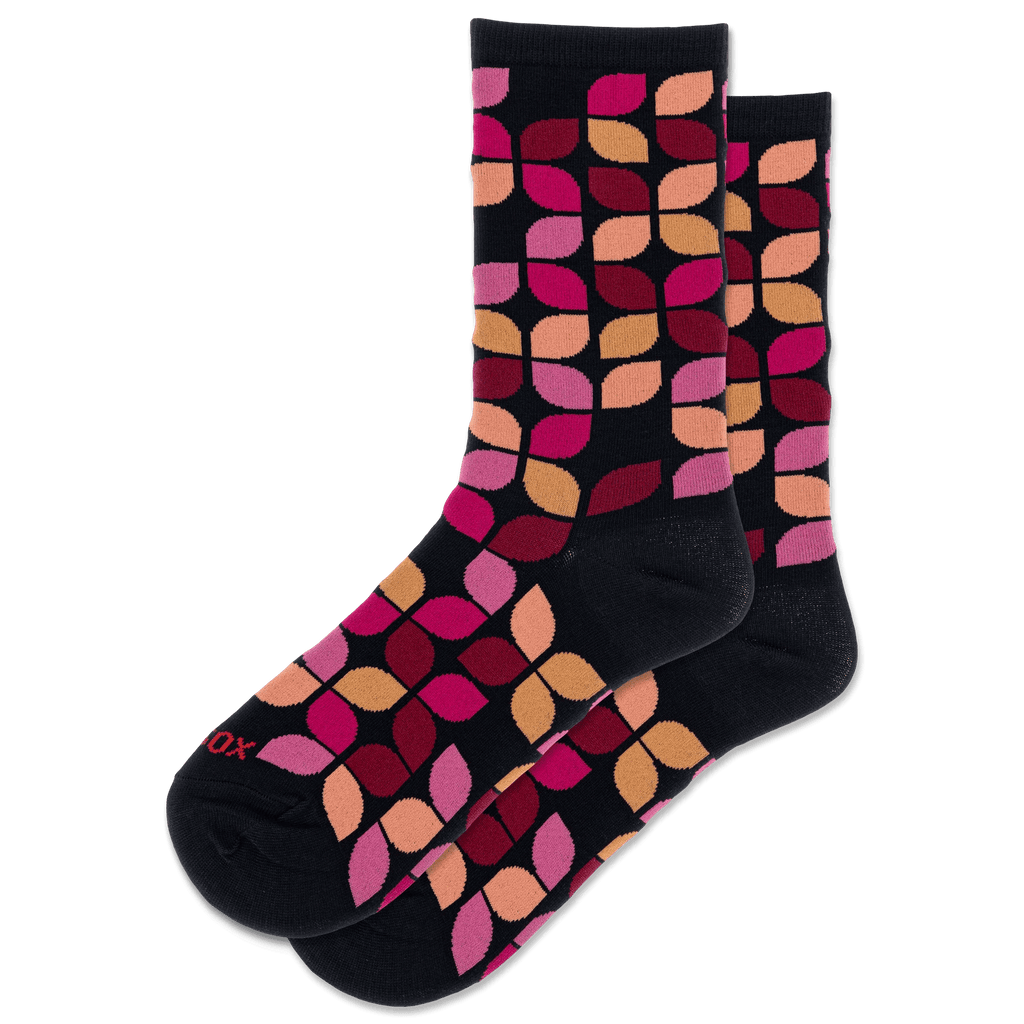 Hot Sox Leafy Geo Crew Socks Black - Harmony