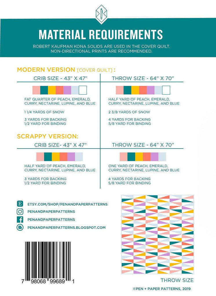 Pen and Paper Patterns / Mod Diamond Quilt - Harmony