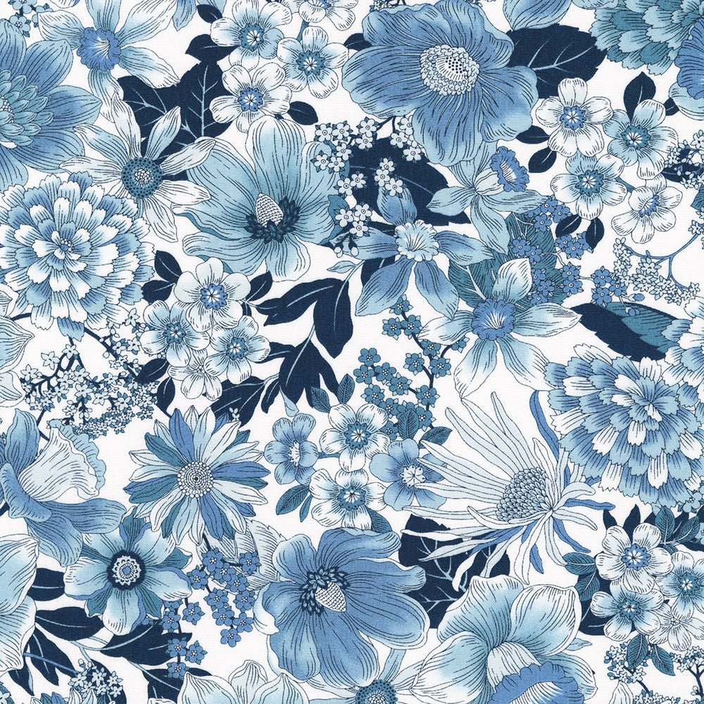 Vintage Petals & Paisleys / Petals / Blue - Harmony
