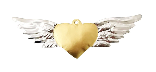Tin Gold Heart With Wings - Harmony