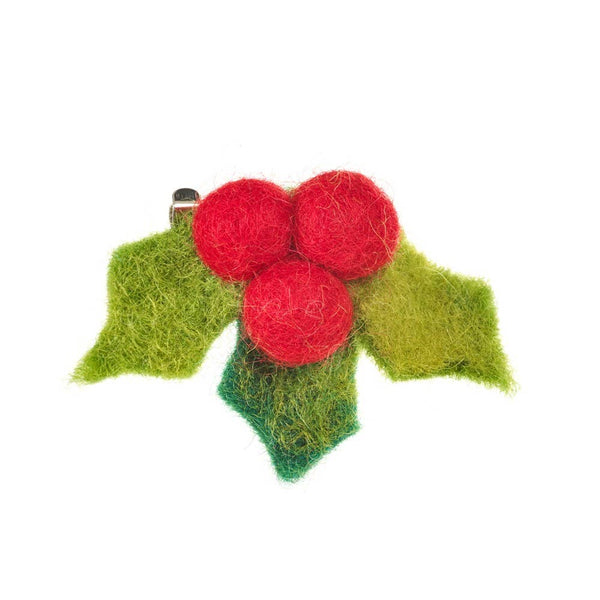 Handmade Felt Fair trade Holly Brooch Christmas Accessory - Harmony