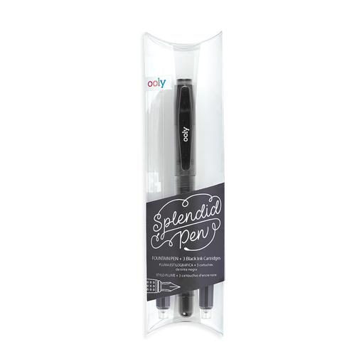 Splendid Fountain Pen - Black (Set of 1 Pen & 3 Ink Refills - Harmony