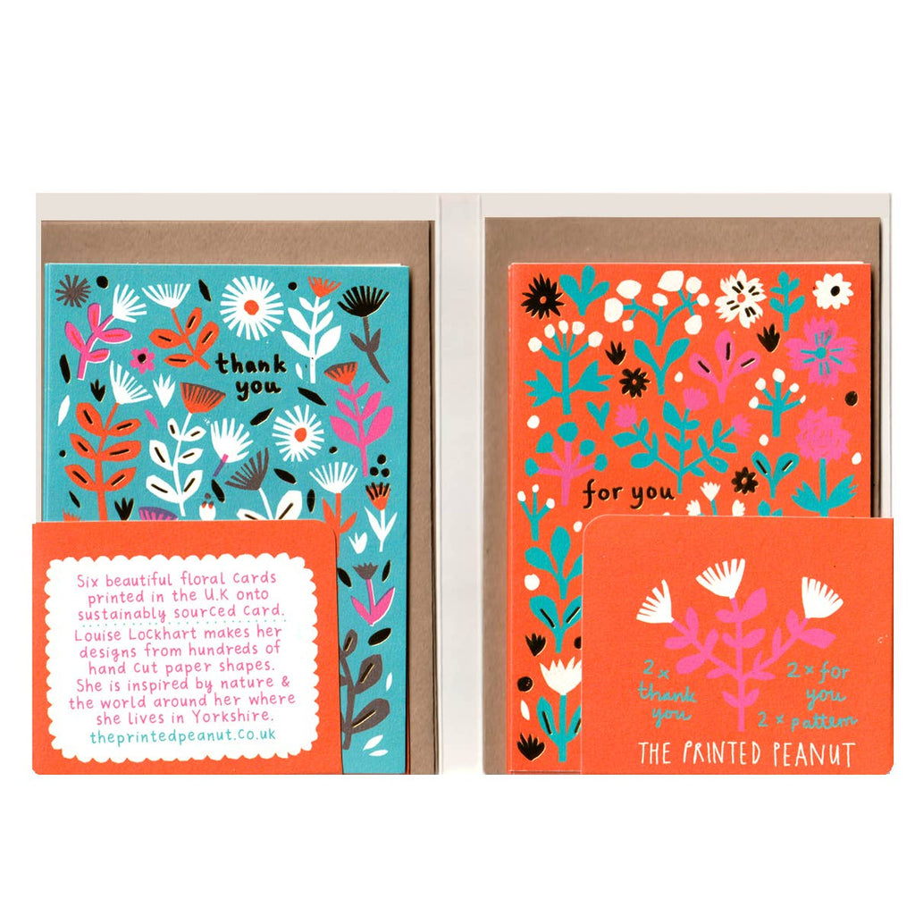 Red Floral Notes, 6 Card Pack - Harmony