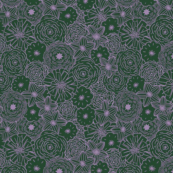 Garden Party / Floral Outline / Green - Harmony