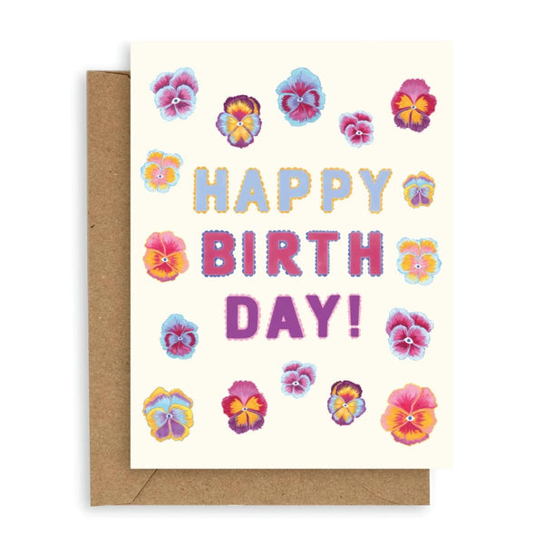 Pansies Happy Birthday Card - Harmony
